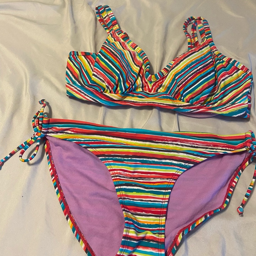 Athleta Multicolor Striped Bikini